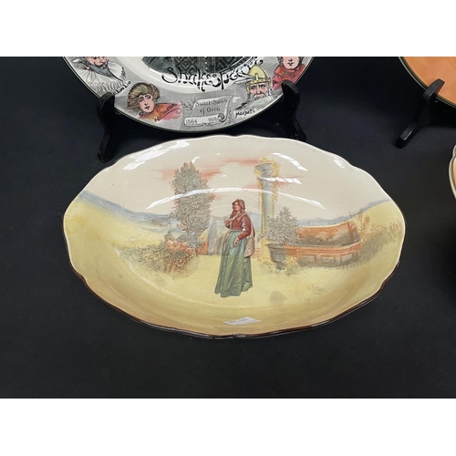 148 - Royal Doulton Dickens Sairey Gamp bowl, approx 23cm Dia and a Royal Doulton Rustic England charger, ... 