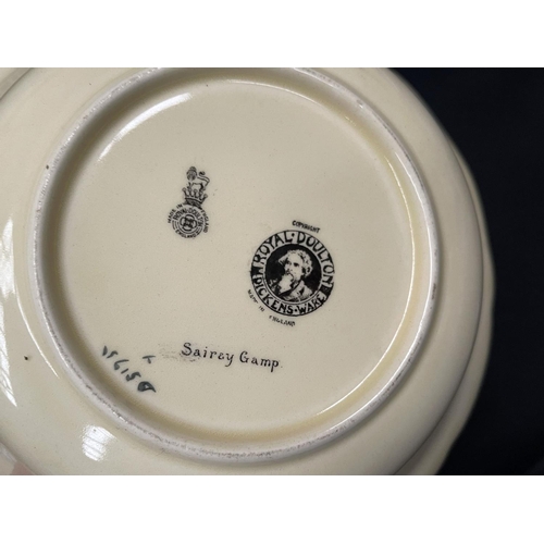148 - Royal Doulton Dickens Sairey Gamp bowl, approx 23cm Dia and a Royal Doulton Rustic England charger, ... 