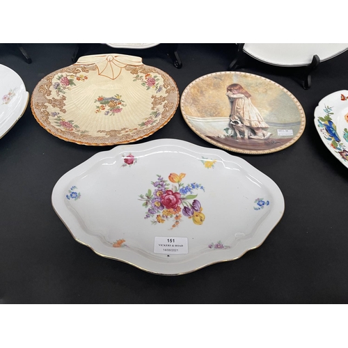 151 - Assortment of antique and vintage, plates to include cake plate, approx 32cm Dia and smaller