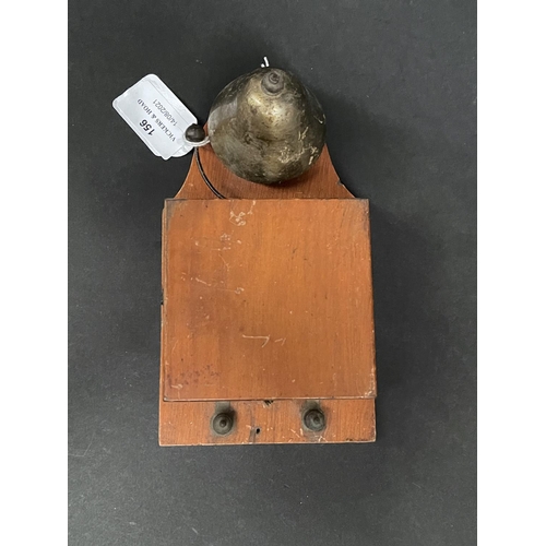 156 - French phone bell, in wooden case, approx 7cm H x 18cm W x 10cm D