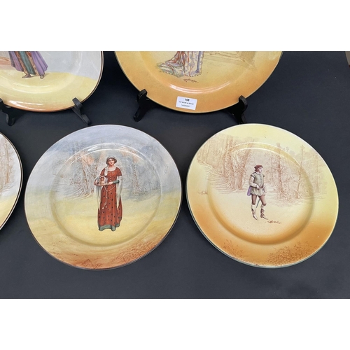 158 - Seven Royal Doulton cabinet plates, Rosalind, Anne Page, Falstaff, Portia, Orlando, Katherine and Sh... 