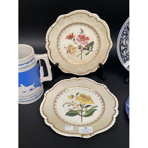 160 - Selection of antique and later plates including a Copeland Spode jug, approx 18cm H and smaller