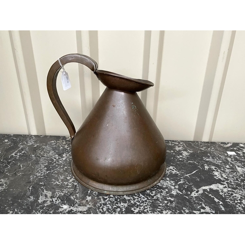 164 - Antique haystack copper jug, approx 29cm H