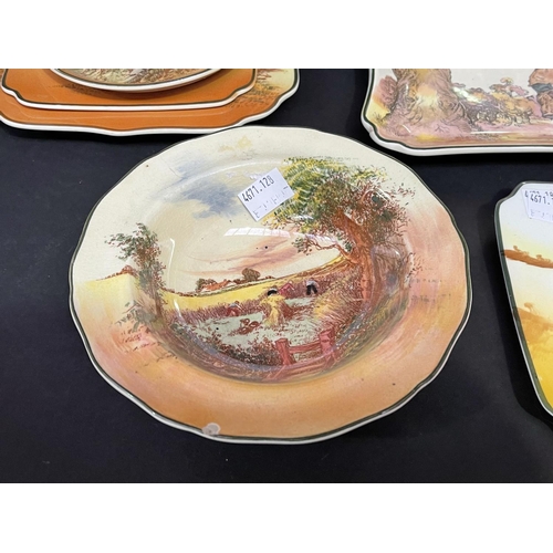 179 - Royal Doulton Under The Greenwood Tree dish and sandwich plate, approx 28cm W and smaller, Royal Dou... 