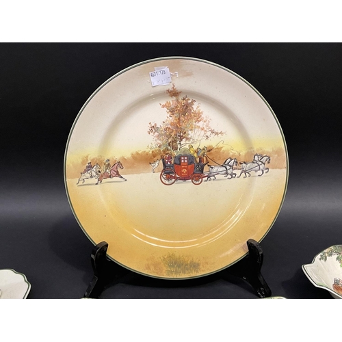 179 - Royal Doulton Under The Greenwood Tree dish and sandwich plate, approx 28cm W and smaller, Royal Dou... 