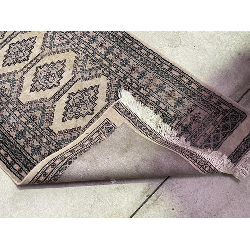 180 - Pakistani hand knotted hall runner, hand loomed wool runner, central guls, all in soft pastel colour... 