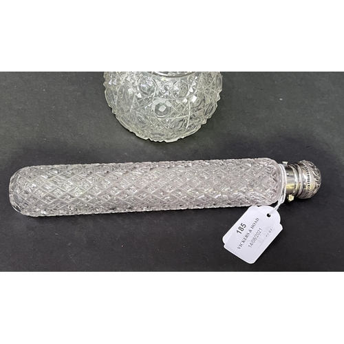 185 - Two silver top perfumes, approx 22.5cm and smaller (2)