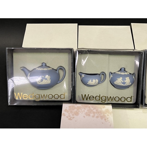 188 - Wedgwood miniatures, tray teapot, sugar, creamer, cup, saucer, plate, coffee tankard, approx 16.5cm ... 