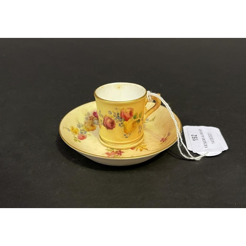 192 - Royal Worcester blush ivory miniature mug and pin dish, approx 4cm H (2)