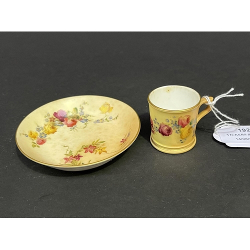 192 - Royal Worcester blush ivory miniature mug and pin dish, approx 4cm H (2)