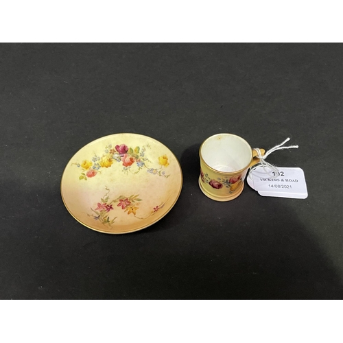 192 - Royal Worcester blush ivory miniature mug and pin dish, approx 4cm H (2)