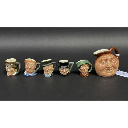 195 - Selection of Royal Doulton miniature Toby jugs, approx 6cm and smaller (6)