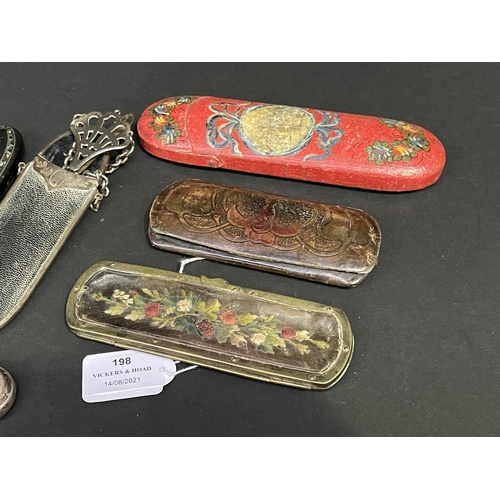 198 - Collection of 19th century spectacle cases, approx 19cm L & smaller (7)