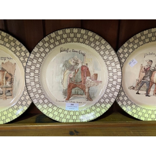 206 - Three Royal Doulton Falstaff Series cabinet plates, approx 27cm Dia (3)