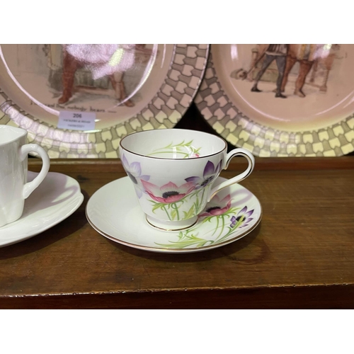 207 - Three Shelley cups and saucers, Anemone, Bridesmaid and dainty (3)