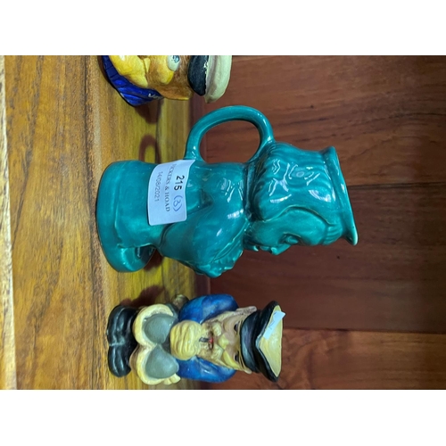 215 - Three vintage character jugs, approx 15cm H and smaller