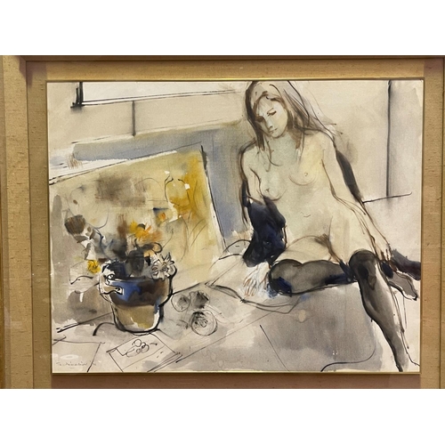 243 - William Boissevain (1927-.) Australia, mixed media on paper, nude study, signed lower left, approx 5... 