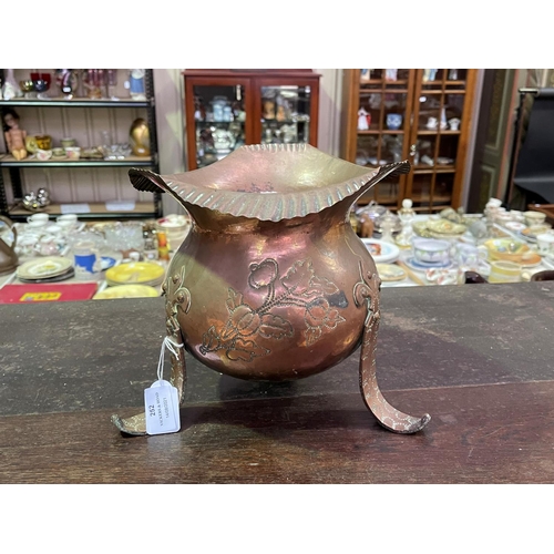 252 - Antique French Henri IV copper footed, jardiniere, showing the town crest of Pau in the Pyrenees Atl... 