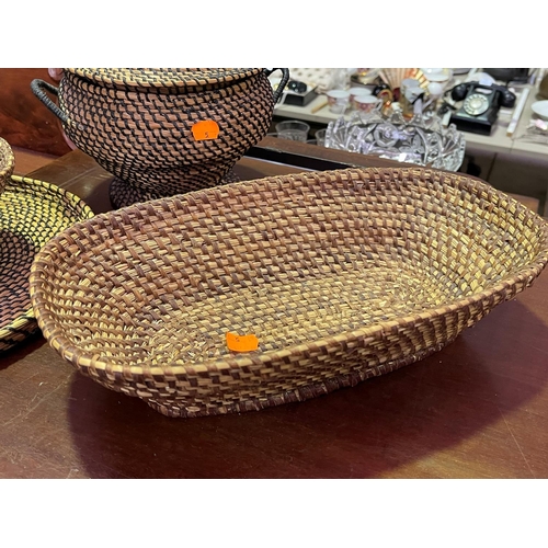 256 - Set of vintage French cane baskets, approx 22cm H & smaller (5)