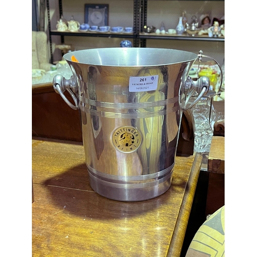 261 - French metal Taittinger champagne bucket, ring handles, approx 21cm