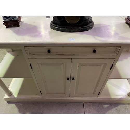 267 - Painted sideboard with open shelves to the ends, approx 91cm H x 164cm W x 48cm D