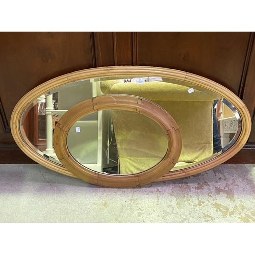 275 - Two oval pine mirrors, approx 110cm W and smaller (2)