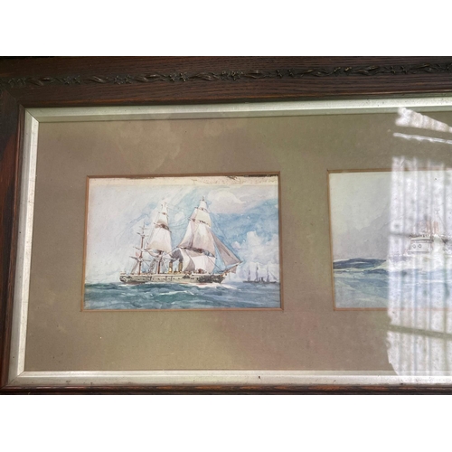 289 - Artist unknown-six framed watercolours of various vintage Naval ships, approx 15cm x 9cm each pictur... 