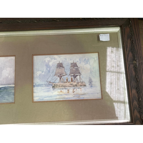 289 - Artist unknown-six framed watercolours of various vintage Naval ships, approx 15cm x 9cm each pictur... 