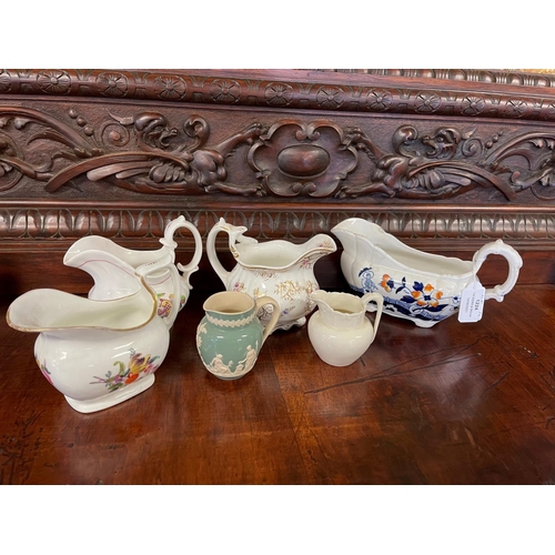 1224 - Six antique and vintage English porcelain and pottery sauce boats, approx 11cm H x 21cm W & smaller ... 