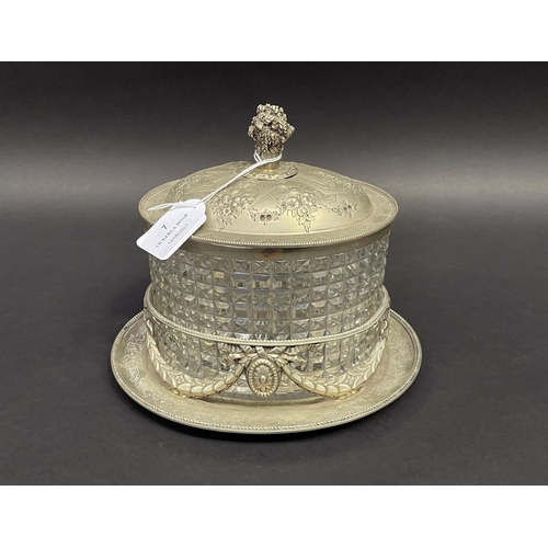 7 - Antique silver plated oval lidded biscuit barrel, approx 23cm H x 15cm W