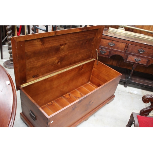 485 - Pine blanket chest, approx 119cm W x 52cm x 48cm H