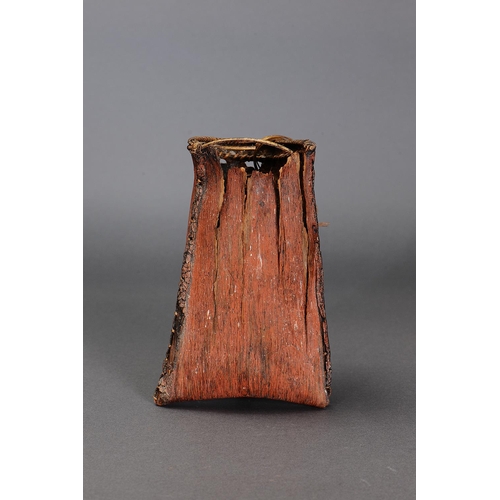 1002 - RARE EARLY RAINFOREST BARK BASKET, FAR NORTH QUEENSLAND, molded bark, cane, spinifex resin and natur... 