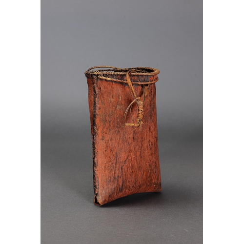 1002 - RARE EARLY RAINFOREST BARK BASKET, FAR NORTH QUEENSLAND, molded bark, cane, spinifex resin and natur... 