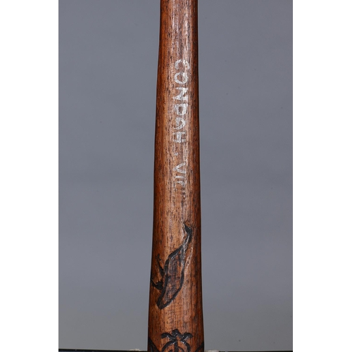 1040 - IMPORTANT SPEAR THROWER (WOOMERA), LAKE CONDAH ABORIGINAL MISSION, VICTORIA, Carved and engraved har... 
