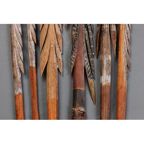 1064 - SIX LARGE TIWI CEREMONIAL SPEARS, TIWI GROUP, MELVILLE AND BATHURST ISLANDS, NORTHERN TERRITORY, Car... 