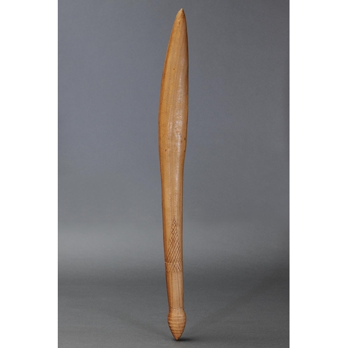 1079 - CLUB, CONDAH LAKES, VICTORIA, Carved and engraved hardwood (with custom stand) Approx L69 x 6cm. PRO... 