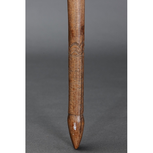 1082 - CLUB, CONDAH LAKES, VICTORIA, Carved and engraved hardwood (with custom stand) Approx L80.5 x 6.5cm.... 