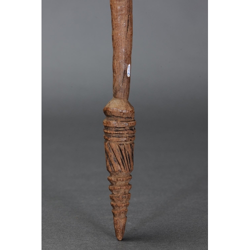 1083 - EARLY INCISED THROWING CLUB, VICTORIA, Carved and engraved hardwood (with custom stand) Approx L59 x... 