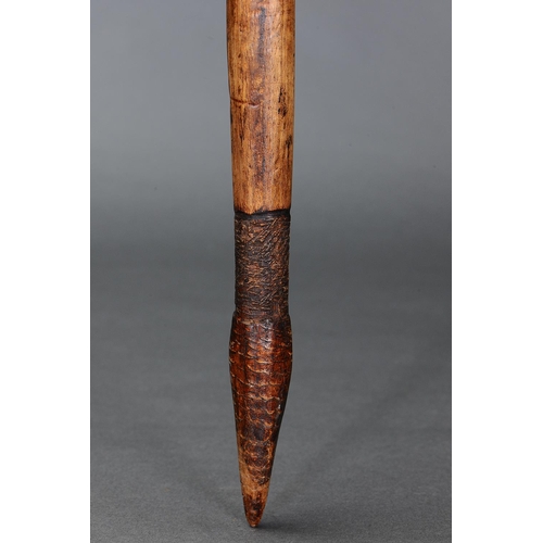1085 - THROWING CLUB, CONDAH LAKES, VICTORIA, Carved and engraved hardwood (with custom stand) Approx L65 x... 