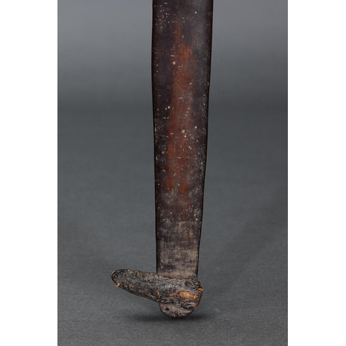 1188 - RARE EARLY SPEAR THROWER (WOOMERA), NORTH EAST QUEENSLAND, Carved and engraved hardwood and spinifex... 