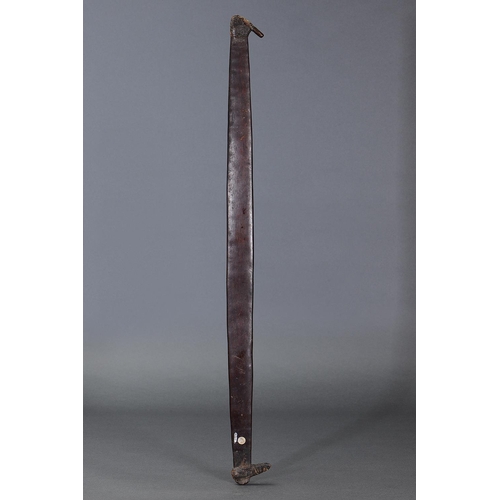 1188 - RARE EARLY SPEAR THROWER (WOOMERA), NORTH EAST QUEENSLAND, Carved and engraved hardwood and spinifex... 