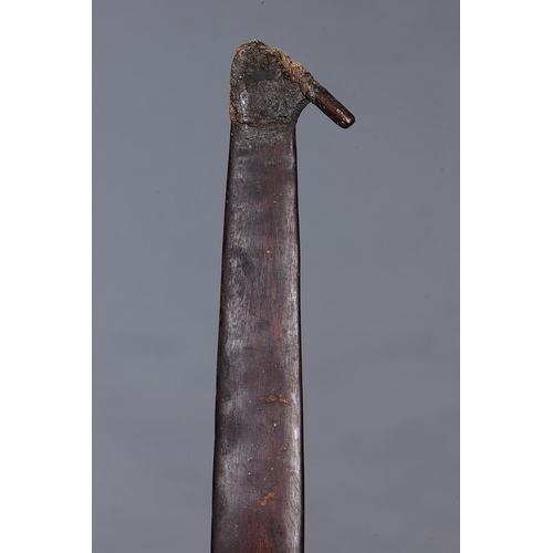 1188 - RARE EARLY SPEAR THROWER (WOOMERA), NORTH EAST QUEENSLAND, Carved and engraved hardwood and spinifex... 