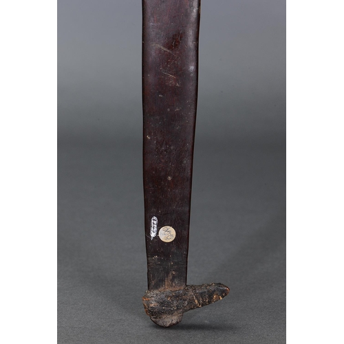 1188 - RARE EARLY SPEAR THROWER (WOOMERA), NORTH EAST QUEENSLAND, Carved and engraved hardwood and spinifex... 