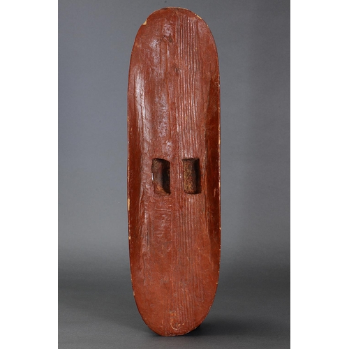 1204 - EARLY SHIELD, CENTRAL AUSTRALIA, NORTHERN TERRITORY, Carved beanwood and natural pigments (with cust... 