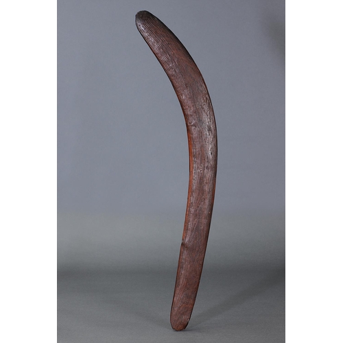 1207 - FINE EARLY HUNTING BOOMERANG, CENTRAL AUSTRALIA, NORTHERN TERRITORY, Carved hardwood and natural pig... 