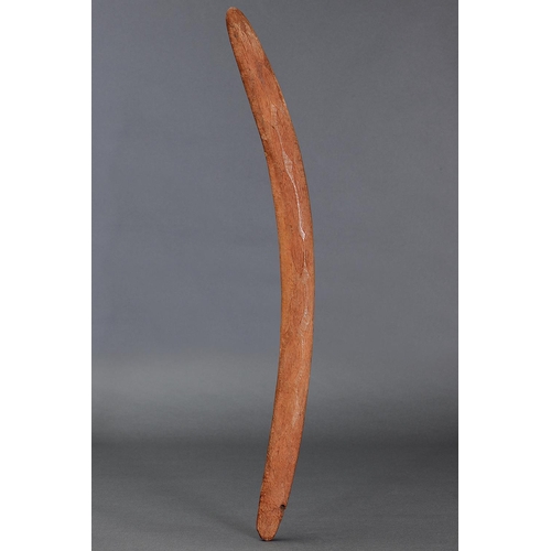 1210 - ENGRAVED BOOMERANG, SOUTH LAKE EYRE, COOPERS CREEK, SOUTH AUSTRALIA, Carved and engraved hardwood an... 