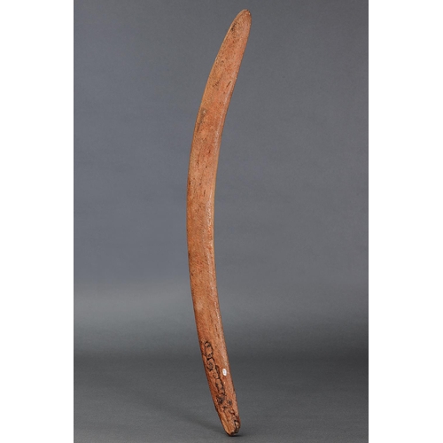 1210 - ENGRAVED BOOMERANG, SOUTH LAKE EYRE, COOPERS CREEK, SOUTH AUSTRALIA, Carved and engraved hardwood an... 