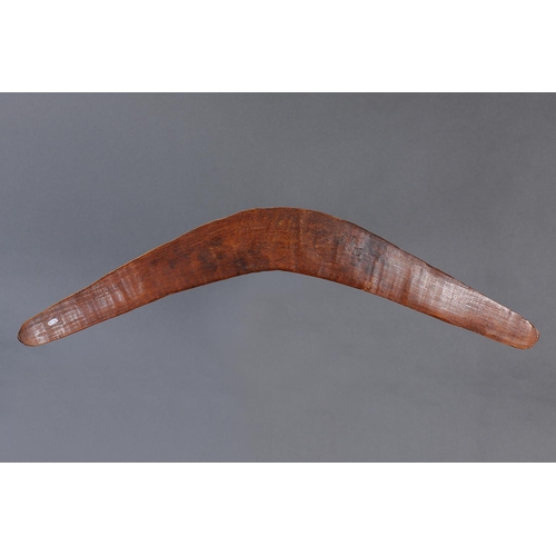 1216 - EARLY BOOMERANG, NORTHERN NEW SOUTH WALES, Carved hardwood (with custom stand) Approx L62 x 7.5cm. P... 