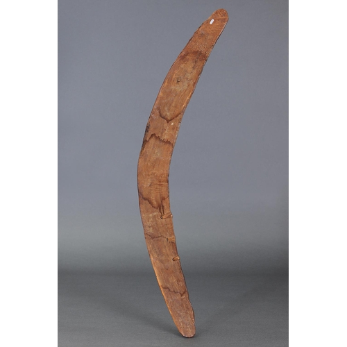 1222 - EARLY BOOMERANG, SOUTH EAST AUSTRALIAN, Carved hardwood and natural pigments (with custom stand) Of ... 