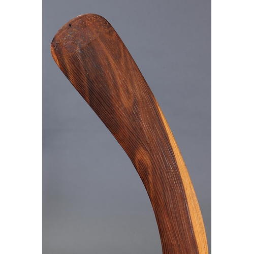 1227 - CEREMONIAL BOOMERANG, CENTRAL AUSTRALIA, NORTHERN TERRITORY, Carved hardwood (with custom stand) Cer... 